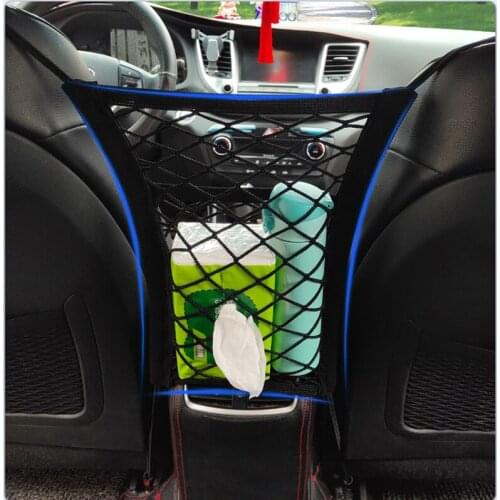 For Hyundai Tucson 2016- 2020 Car Seat Side Storage Mesh Net Bag Luggage Holder Pocket Organizer Auto Interior Accessories
