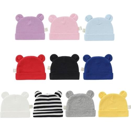 KLV Baby Hat With Ears Cute Cotton Warm Winter Hat Toddler Baby Girls Boys Beanie Cap Baby Shower Gifts