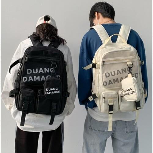 NEW Schoolbag Female Korean Harajuku Ulzzang College Student High School Backpack Large Capacity Tooling Ins 2in1 Backpack