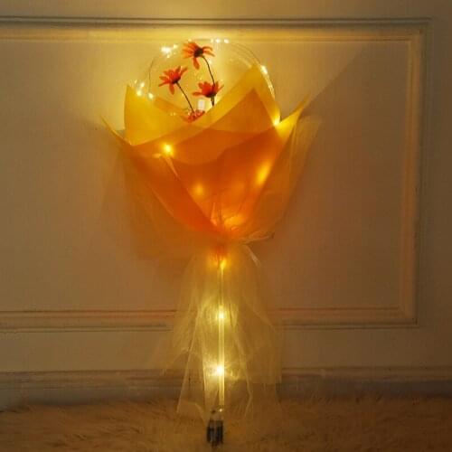 Brithday Party Decoration Balloon Space Bobo Ball with Rose Bouquet Valentines Day Gift Rose Luminous Bobo Ball Wedding Layout