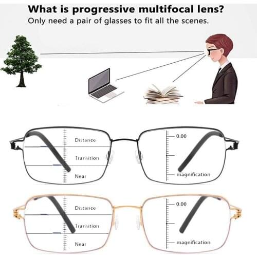 Ultralight Titanium progressive Reading glasses Men Women Anti-Blue Light multifocal presbyopic glasses optical frame Eyewear