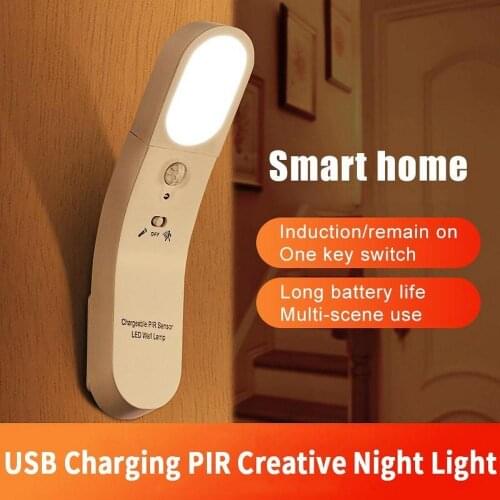 Human Body Sensing USB Night Light Light Control Smart Home LED Wall Light Bedroom Bedside Lamp Light Wall Sensor Sensor Light