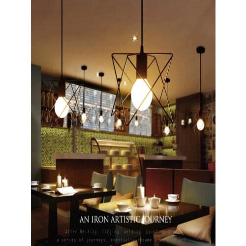 Vintage retro pendant lamp metal M cage lampshade lighting hanging light fixture