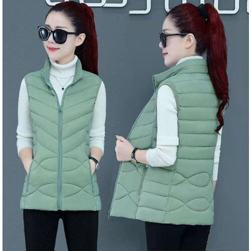 Women Sleeveless Vest Winter Warm Plus Size 5XL Down Cotton Padded Jacket Female Veats Stand-up collar Sleeveless Waistcoat