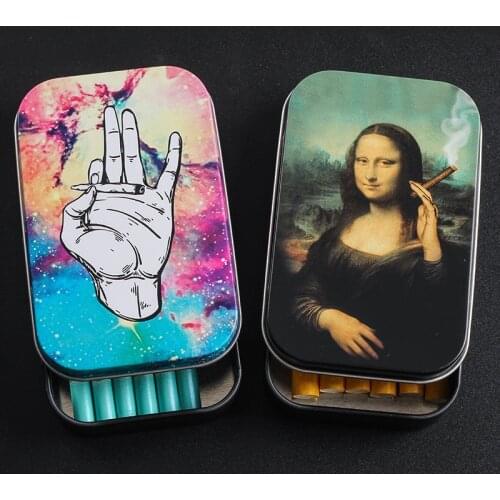 1Pcs Fashion Blikken Opbergdoos Tabak Humidor Rolling Papier Doos Sigarettenkoker Box Houder Roken Accessoires