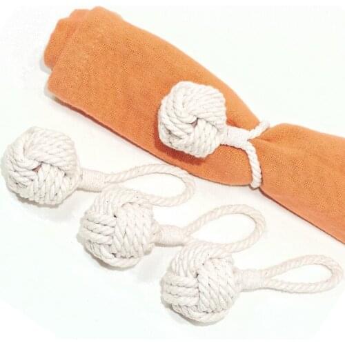 10Pcs Cotton Macrame Napkin Rings Handmade Braided Knit Nautical Woven Rope Knot Serviette Holder for Table Wedding Home Decor