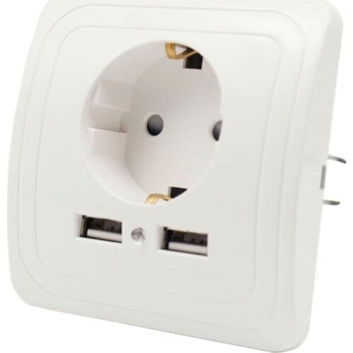 10pcs/lot 86Type 16A 5V Wall Socket with Double USB German Standard European standard socket panel