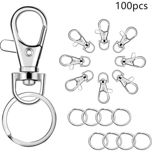 100Pcs Keychain Hooks with Key Rings Keychain Clip Hook with Ring for Lanyard Jewelry Making DIY Crafts Jewelry Findings New