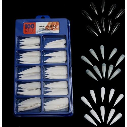 100Pcs Natural/White/Transparent Full Cover Pointed Oval False Nail Art Tips