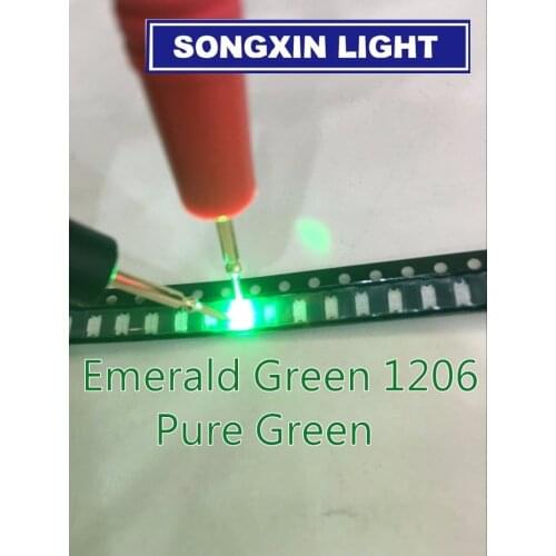 1000pcs/lot Super Bright 1206 Green Lighting SMD Led Diode 3216 Diodes Pure Green 520-530nm 100-120MCD XIASONGXIN LIGHT Emerald
