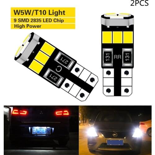 2PCS X T10 W5W led canbus T10 194 168 2835 LED t10 9SMD Canbus 12V Car Auto LED Bulbs Indicator Light Parking Lamp