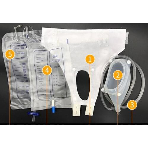 2pcs male/female silicone urine collector with 6 drainage bags Silicone urinary catheter for elderly care urinary incontinence