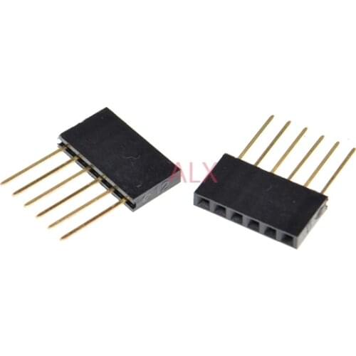 20PCS 6 PIN Single Row Straight FEMALE PIN HEADER 2.54MM PITCH pin long 11MM Strip Connector Socket 1X6 6PIN FOR arduino PCB