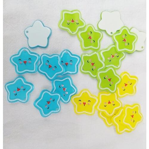 20pcs 26mm Korea diy Resin flatbase smile start heart small Pendant Charms for Woman Girls earring chain Jewelry accessories2021