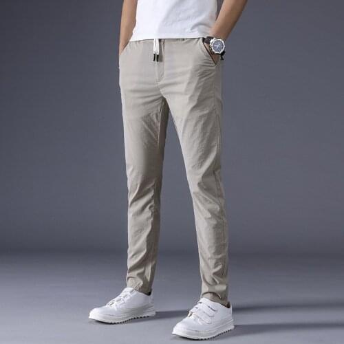 MRMT 2021 Brand Summer Mens Trousers Slim Breathable Stretch Pants for Male Slim Feet Casual Trouser