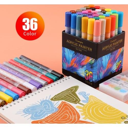 24/36colors 3mm Acrylic Paint Marker pen Marking Color Paint Pens for Ceramic Rock Glass Porcelain Mug Wood Fabric Canvas