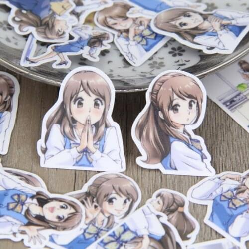 40pcs Japanese OL Girls in Uniform Decorative Scrapbooking Stickers Lady DIY Paper for Phone Case Book Laptop Vacuum Mug Cups