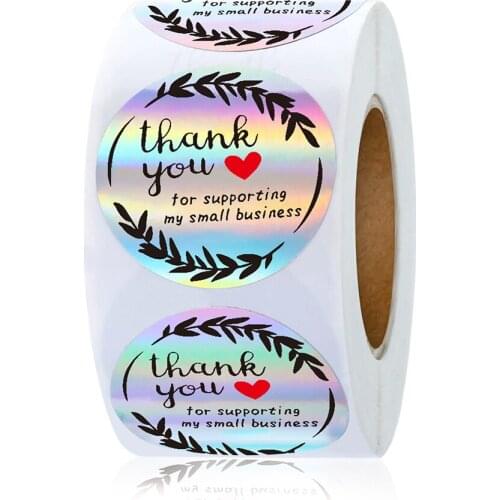 50-500pcs Rainbow Laser Thank You Stickers for Small Business Label for Party Wedding Greeting Card Envelope Gift Wrapping