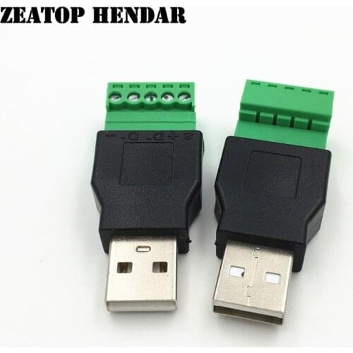 50Pcs USB A Male Female to 5Pin Screw Jack with Shield Adapter USB 2.0 Type A Plug to Screw Terminal Connector