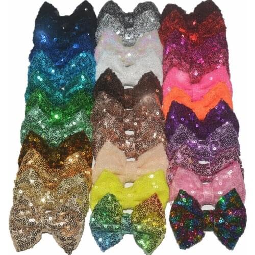 Applique Sequin Bowknot No Clip Messy Bows girls Hair Accessories 32 colors U pick