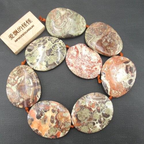 APDGG 39x46mm-42x52mm Huge Brown Raw Ocean Jasper Oval Smooth Druzy Freeform Slab Nugget Gems Stone Loose Beads 17" Jewelry DIY