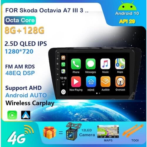 Car DVD Multimedia Player For Skoda Octavia A7 III 3 2014-2018 2din Android 10 Radio Auto Navigation GPS Rear Camera Carplay