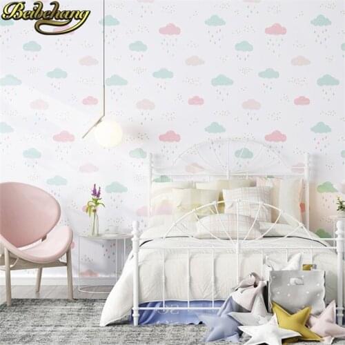 Beibehang Blue sky and white clouds pink wall wallpaper 3d for bedroom wall paper roll for living room papel de parede for kids