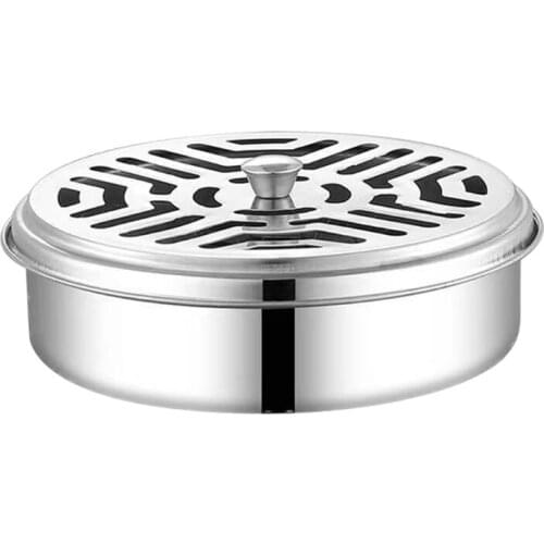 U2JB Mosquitoes Coils Holder Stainless Steel Repellant Rack Mosquitoes Incense Burner Box Sawtooth Mesh Bracket with Cover