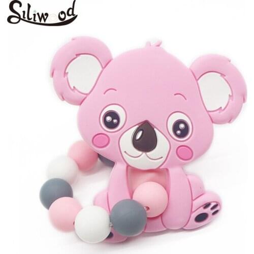 Baby Rattles Silicone Beads Round Teething Bracelets Koala Teethers Nurse Newborns Gifts Soft Hand Made Safe BPA Free baby Toys