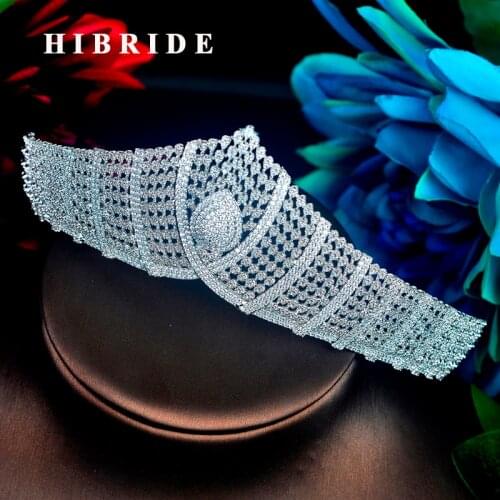 HIBRIDE Sparkling Luxury Design Women Tiara Crown Bridal Hair Accessories Baroque Wedding Crystal Pageant Tiaras And Crowns C-94