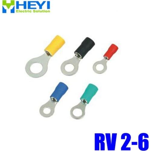 Good Quality 100pcs/lot RV2-6 AWG16-14 Copper Insulating Crimp Terminals Connectors Ring Terminal