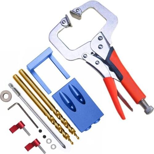 Mini Style Pocket Hole Jig Kit System For Wood Working & Joinery + Step Drill Bit & Accessories Wood Work Tool Set