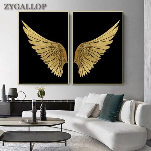 Dream Wing Canvas Art Painting Golden Wings Wall Art Pictures Posters and Prints Modern Abstract Wall Painting for Living Room
