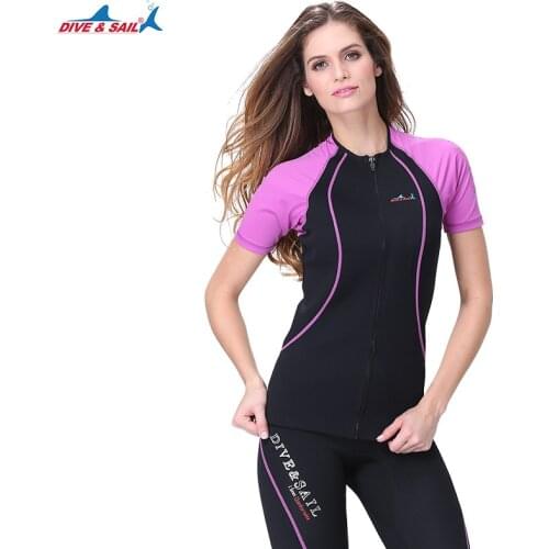 DIVE&SAIL Womens Short Wetsuit 1.5mm Neoprene Short Sleeve Jumpsuit Back Zipper Up Wet Suit Dive