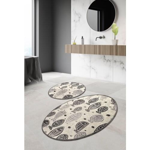 Fish White Bathroom Area Rugs Bath Mat Set 2 pcs/set Flannel Anti Slip Shower Carpets Home Toilet Lid Cover Shower Room Rug