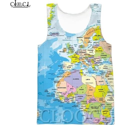 CLOOCL Summer Fashion Gym Tank Tops Popular World Map 3D Print Sleeveless Tanktop Men Women Streetwear Vest Fitness Clothing Top