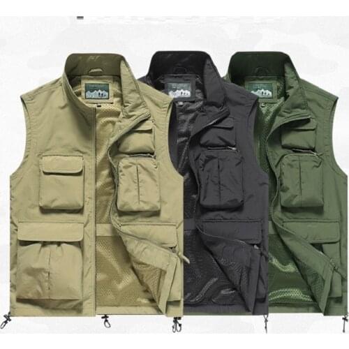 2020Mens Fishing Vest Outdoor Sport Fishing Life Vest with Multi-Pocket Zip For Photography Hunting Travel Outdoor Sport Jacket