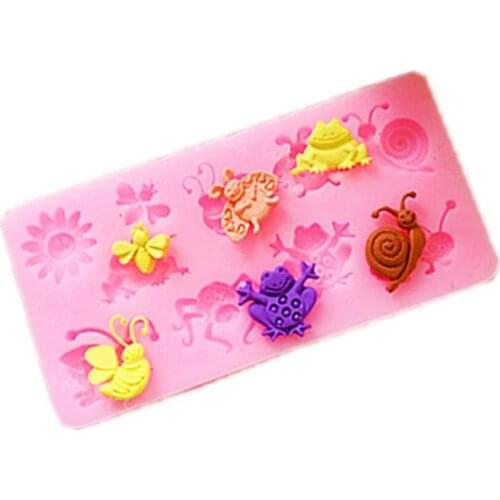 Insect Shape Fondant Cake Silicone Mold Chocolate Candy Molds Pastry Biscuits Mould Baking Cake Wedding Decoration Tools Soap
