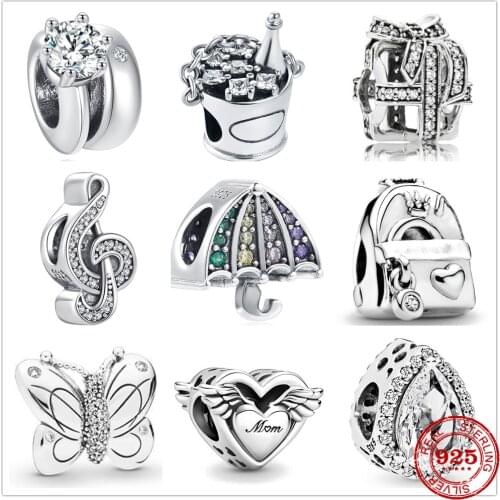 New Original Silver box Bag butterfly Note Charm Bead fit Pandora charms silver 925 beads Bracelet for women DIY Jewelry Gift