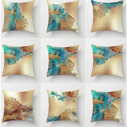 New Nordic Style Watercolor Gold Foil Texture Printing Pillow Cover Home Sofa Pillow Cushion Cover Decorative Throw Pillows Case