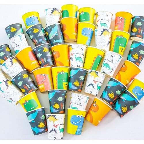 8pcs Dinosaur Theme Disposable Paper Cups Kids Birthday Wedding Party Animal Juice Cup Baby Shower Decoration Supplies