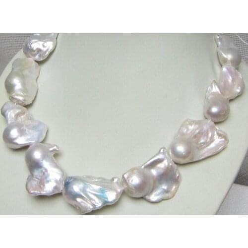 Free shipping HUGE ONLY AAA+ AKOYA WHITE BAROQUE PEARL NECKLACE