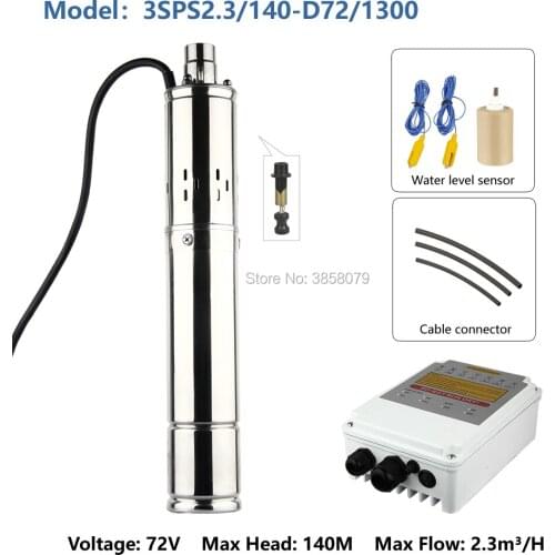72v dc stainless steel deep well solar water pump submersible solar pumping system bomba solar 3SPS2.3/140-D72/1300