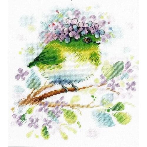 Drop Shipping Needlepoint On The Lilac Branch Embroidered Cross Stitch Kit with 100% Cotton Floss & Free Shipping for Wall Decor