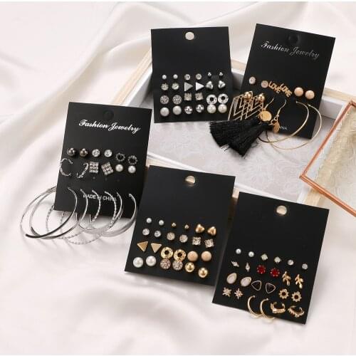 KISS WIFE Bohemian Pearl Crystal Stud Earrings For Women Hoop Earrings 2021 Trend Unusual Earrings Set Goth Fashion Jewelry