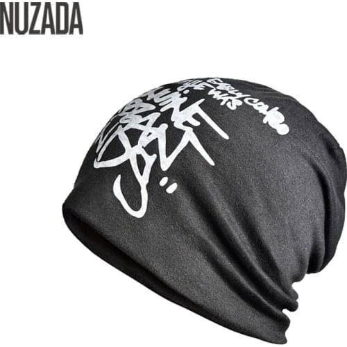 Brand NUZADA Letter Hedging Cap Men Women Skullies Beanies Knitting Knitted Caps Bonnet Double Layer Cotton Hat Autumn Winter