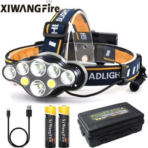 Super Bright 8 * LED Headlamp Multifunctional Waterproof Headlight Rechargeable Lantern Outdoor Fishing Light Camping head lamp