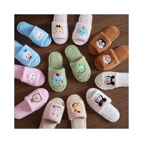 Disney Mickey Marie Cat Pooh Anime Figures Cartoon Product Cosplay Accessories Plush Slippers Warm Gifts Unisex