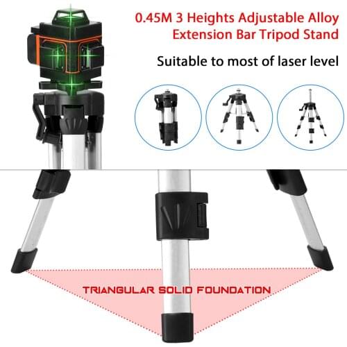 0.45M 3 Heights Adjustable Aluminum Alloy Extension Bar Tripod Stand For Laser Level with Bubble-level Laser Level Tripod Stand