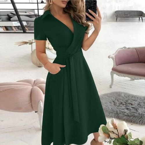 Body Wrap Black Long Dress Fall Dresses For Women 2021 Pure V-neck Short Sleeve White Dress Lace Slim Vestidos Mujer Verano